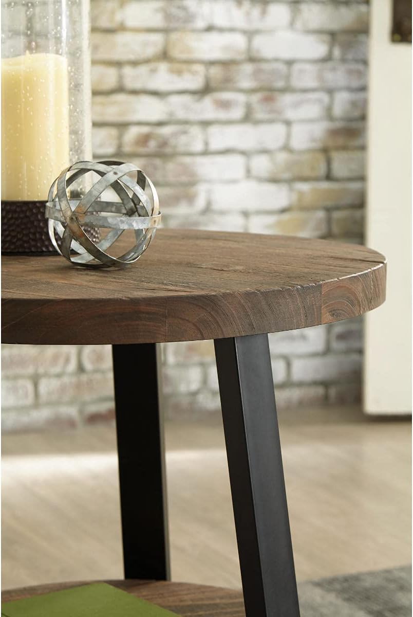 Signature Design by Ashley Chanzen Casual Round End Table, Brown/Black