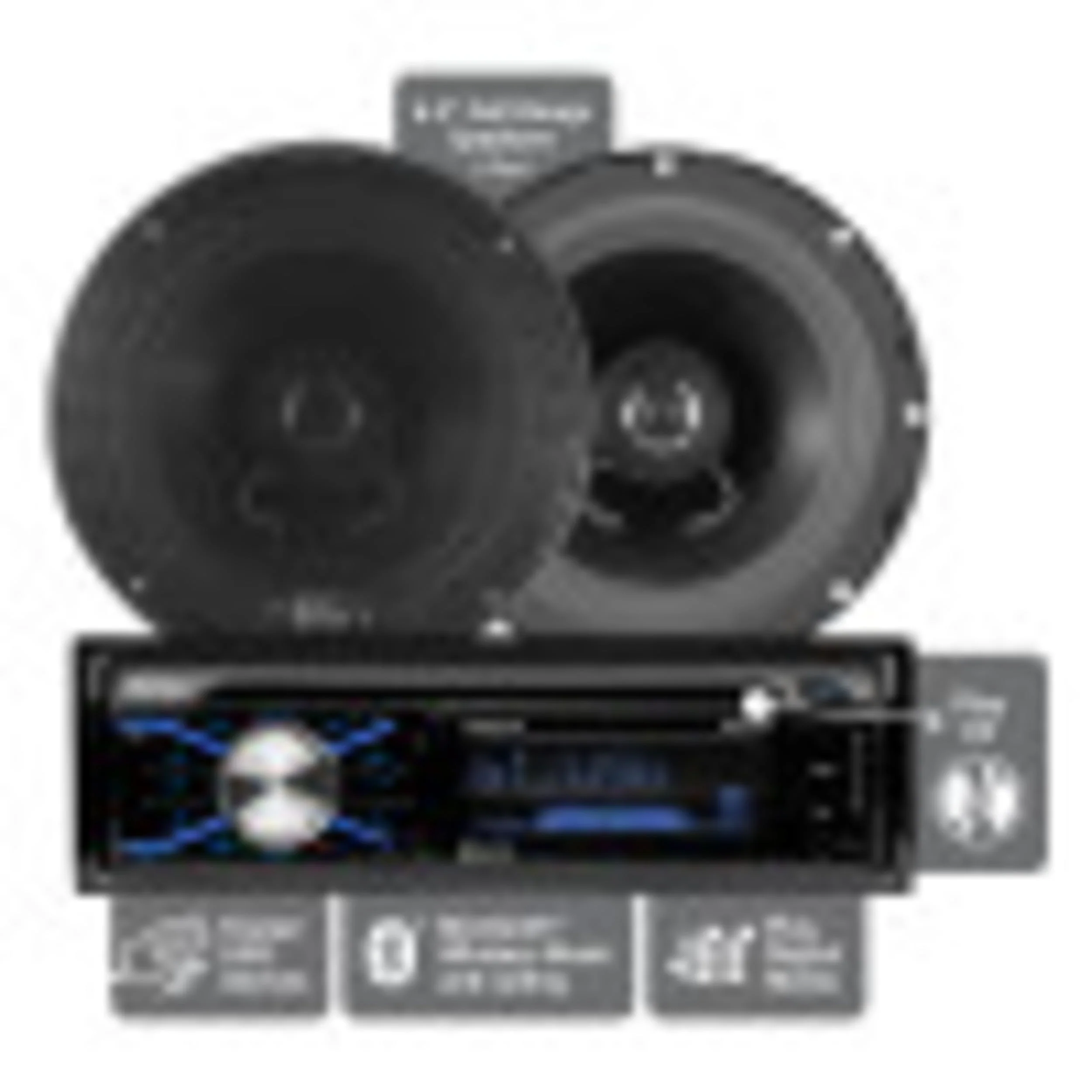 BOSS Audio Systems 656BCK Car Stereo Package with Single Din Stereo and Speakers