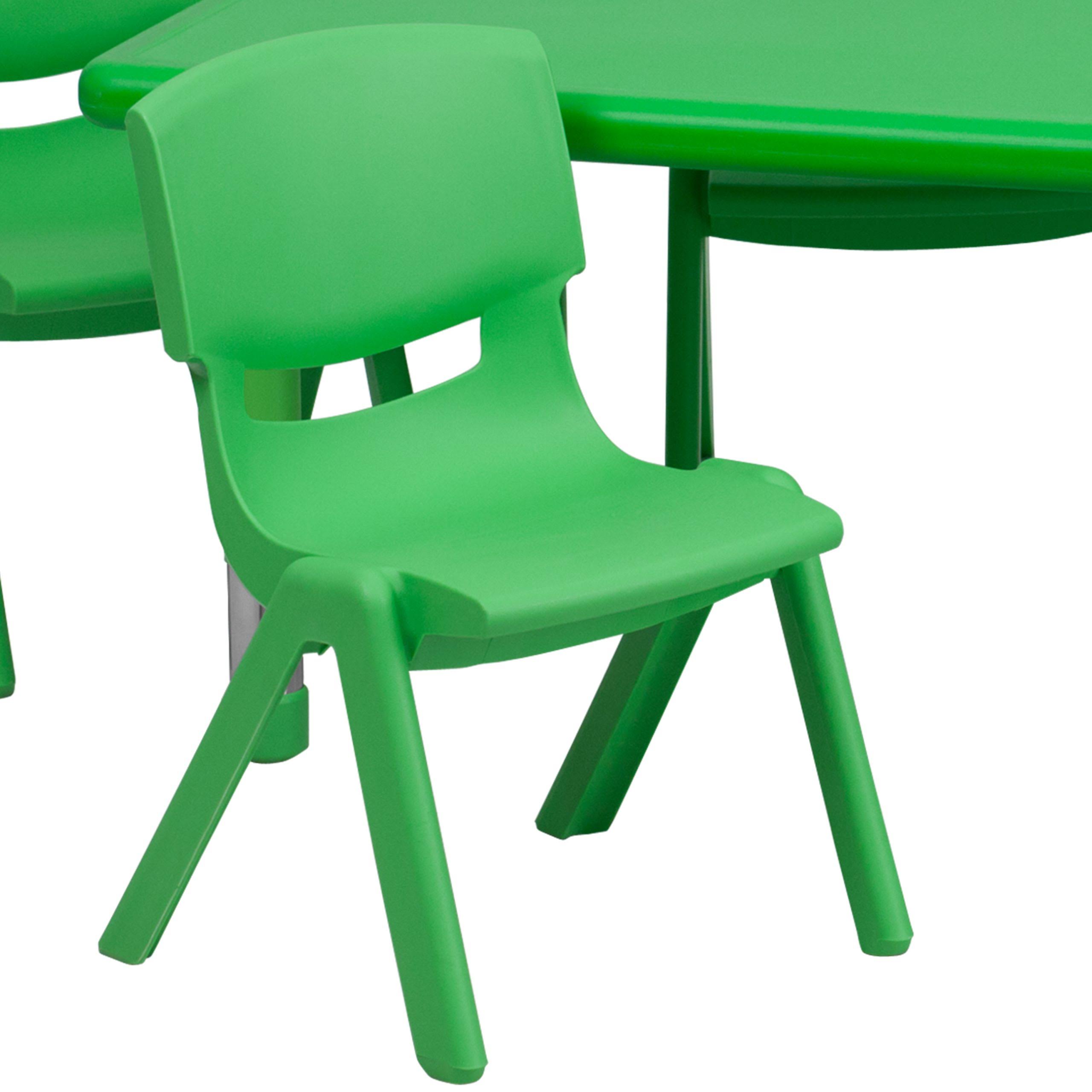 Flash Furniture 24&&W x 48&&l Rectangular Green Plastic Height Adjustable Activity Table Set with 4 Chairs