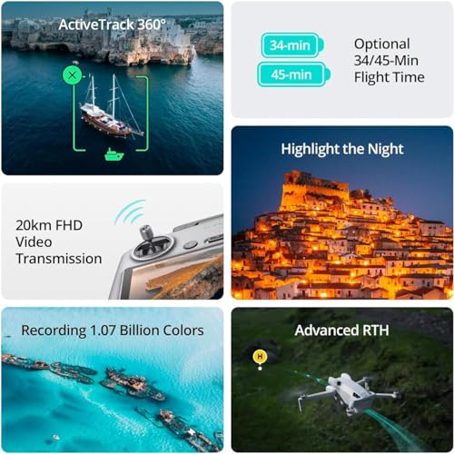 DJI Mini 4 Pro (DJI RC 2), Folding Mini-Drone with 4K HDR Video Camera for Adults, Under 0.549 lbs/249 g, 34 Mins Flight Time, 20 km Max Video Transmission Distance, Omnidirectional Vision Sensing
