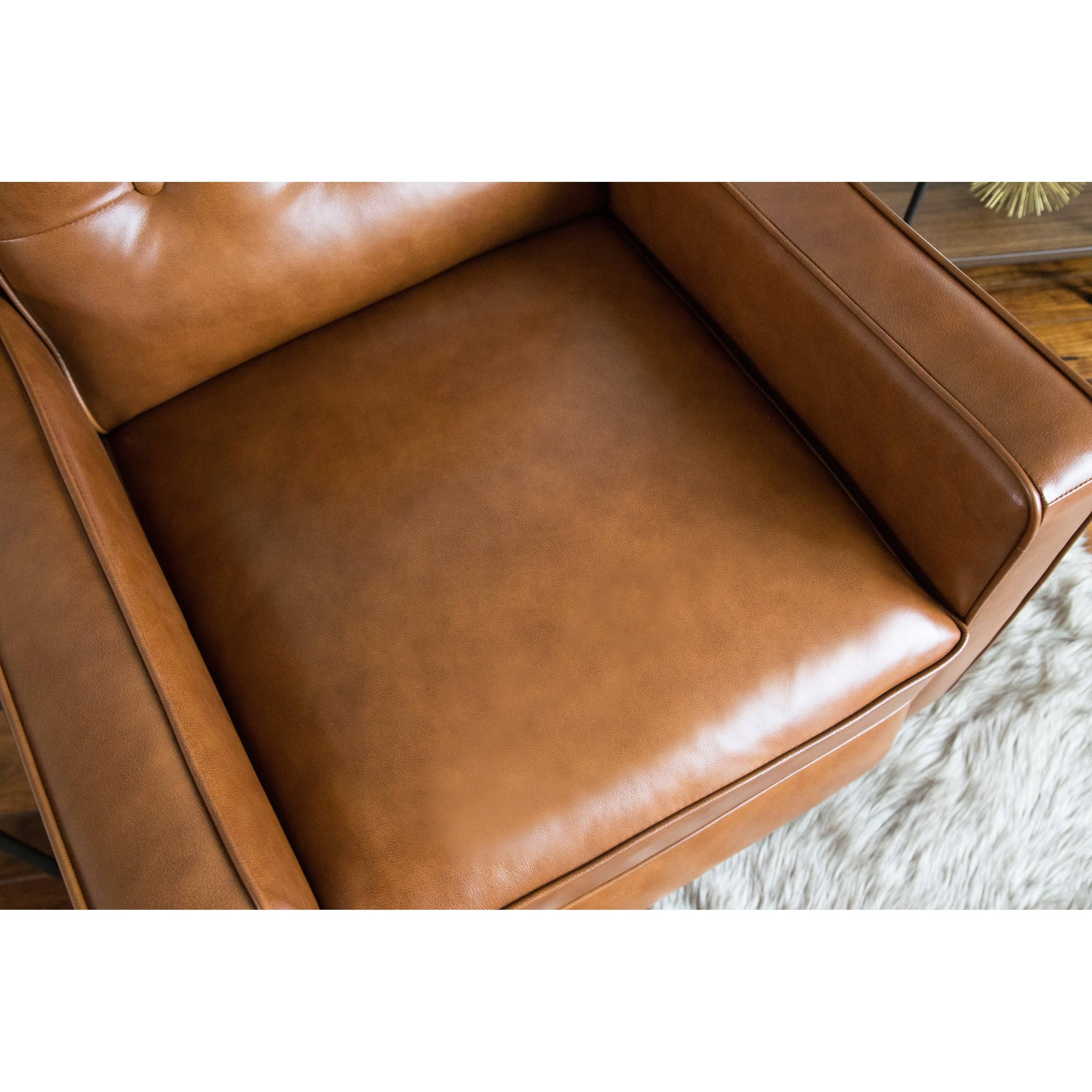 Abbyson Holloway Mid Century Top Grain Leather Pushback Recliner