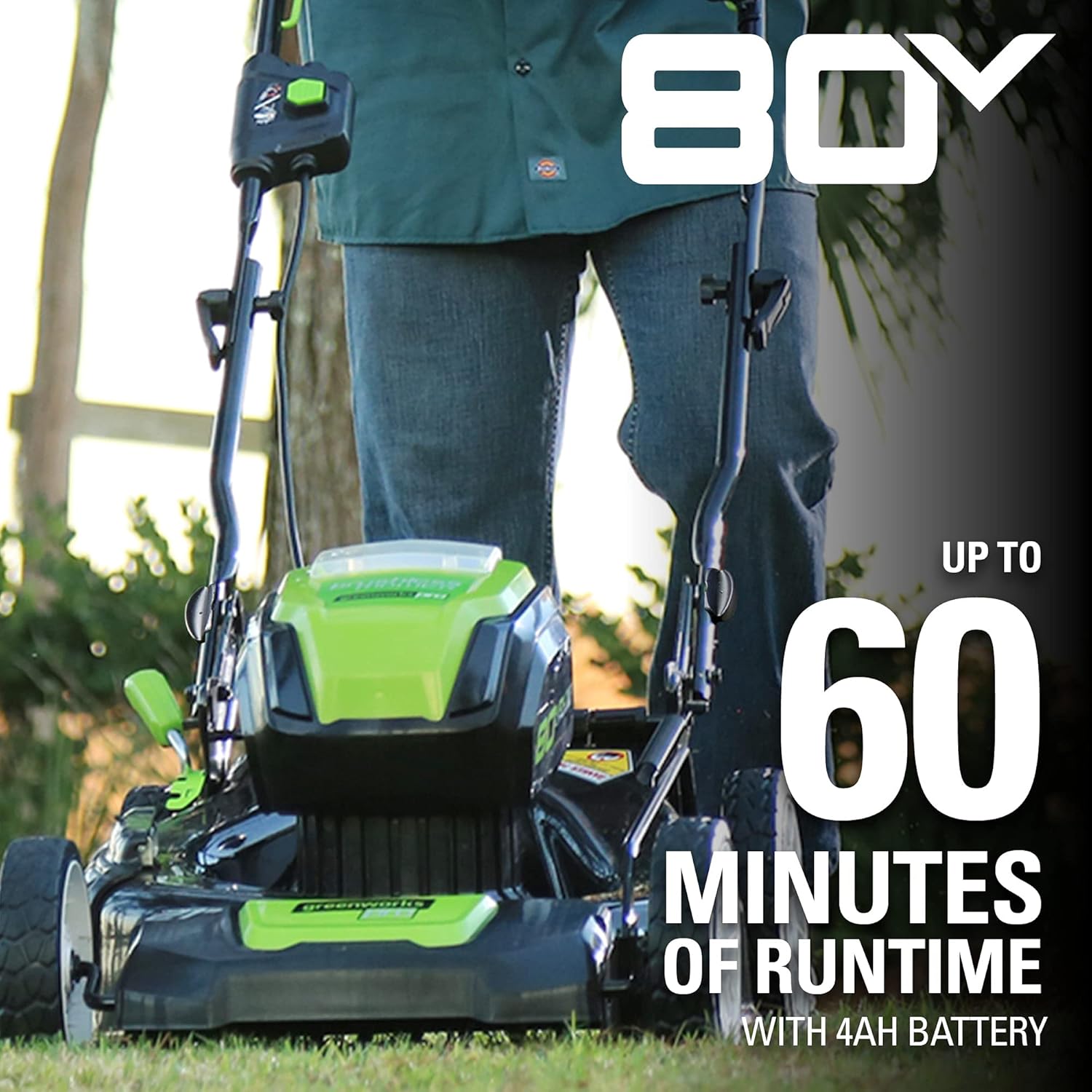 Greenworks Pro 80V 21" Brushless Cordless Lawn Mower, 4.0Ah Battery and 60 Minute Rapid Charger Included