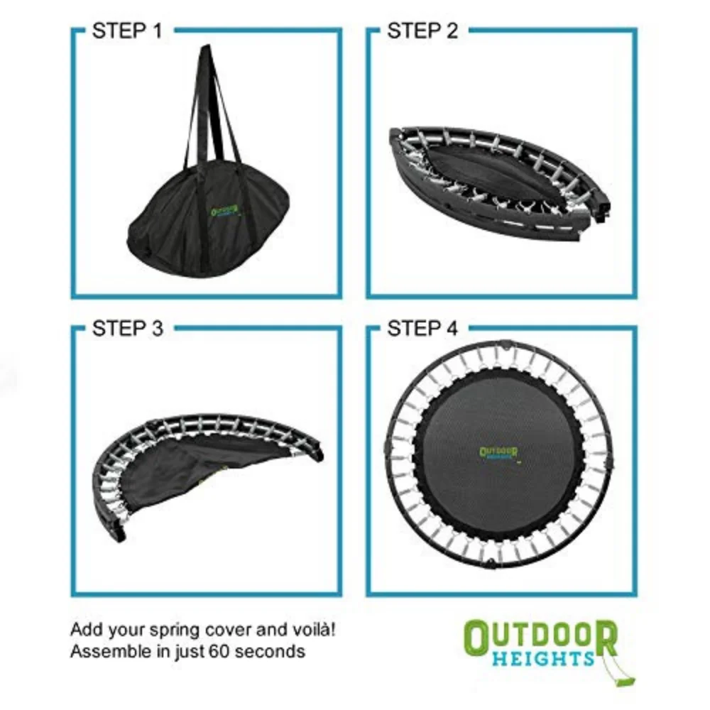 Outdoor Heights Mini Trampoline 36 inch Fitness Trampoline - Fitness Rebounder - With Carrybag