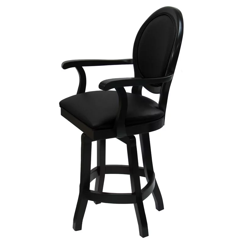 Tobias Designs 26" Swivel Solid Wood Counter Stool in Black Leatherette