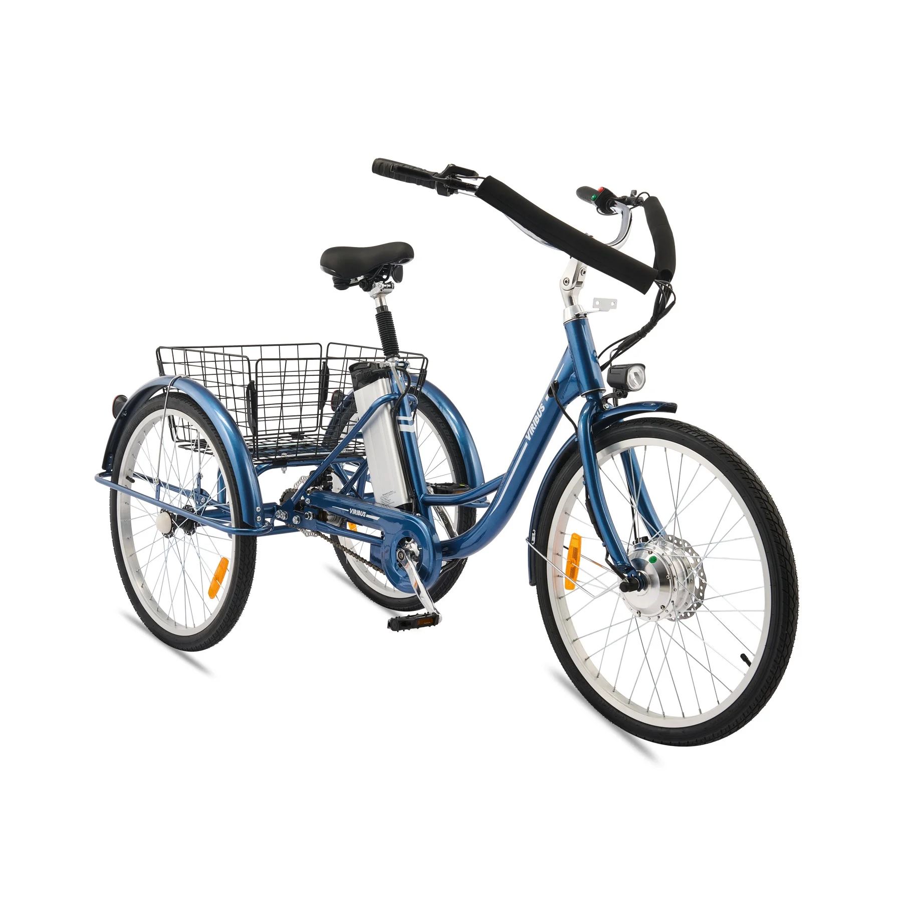 Viribus 26" Electric Tricycle 350W Cruiser Tricycle w Basket 36V 10Ah Navy for Adult Unisex