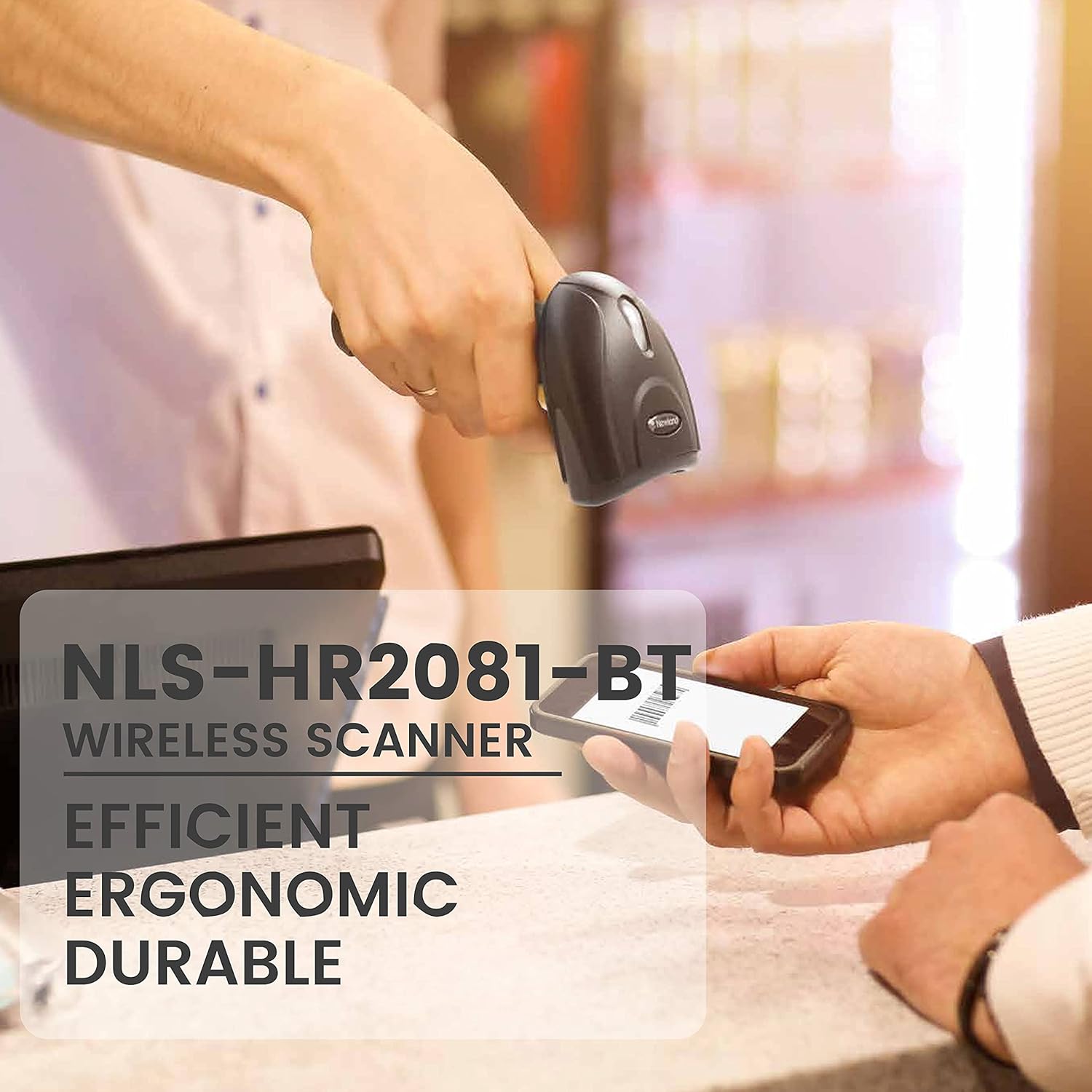 Newland HR2081-BT 2D Wireless Barcode Scanner Compatible with Bluetooth, Portable USB 1D 2D QR Barcode Scanner, Bar Code Image Reader for Inventory, Logistics Manufacturing, Cordless, Rechargeable
