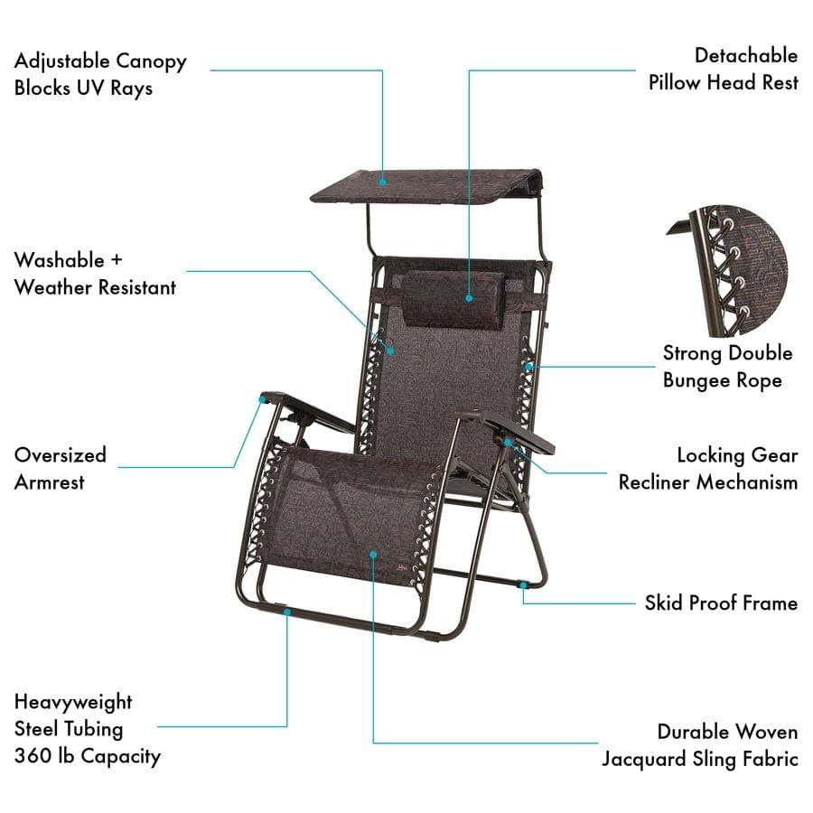 Bliss Hammocks Deluxe XL 30x22 Gravity-FreeRecliner Chair ,Platinum Fern