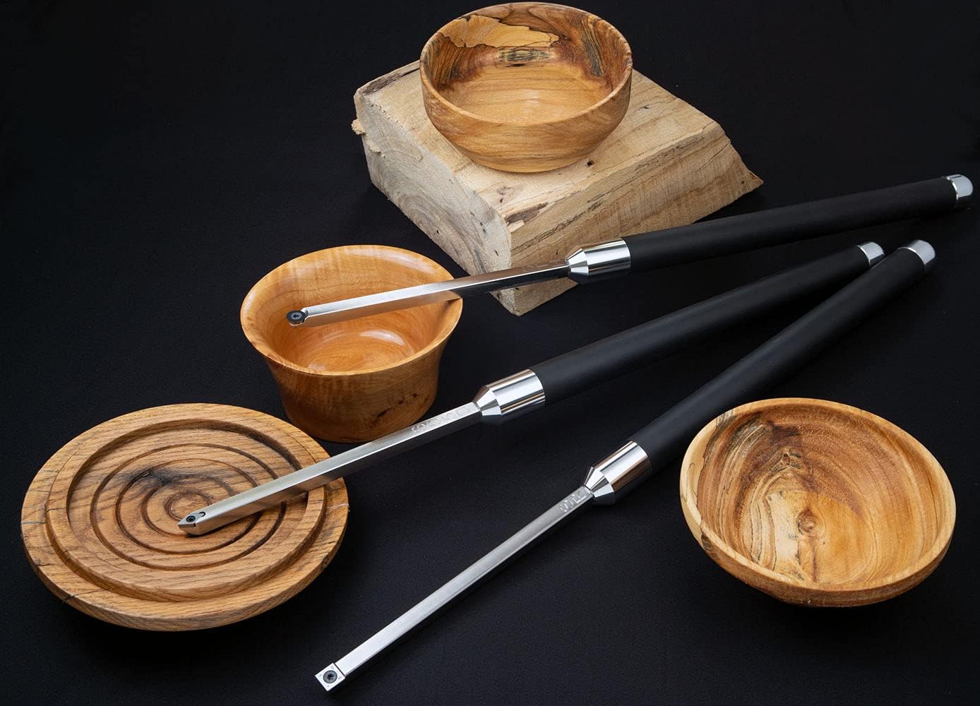 Simple Woodturning Tools Carbide Lathe Turning Tool Set of 3 Full Size with 17" Foam Grip Handles, USA Made