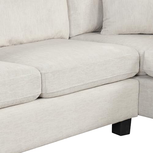 Oversized U-Shaped Sectional Sofa Couch Plush Corduroy Upholstered Modular Deep Seat Sofa&Couch Sectional W/Right Facing Chaise Lounge and 7 Toss Pillows for Home Apartment Living Room Furniture Sets