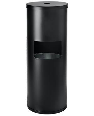 Alpine Industries 4777-BLK Floor Stand Gym Wipe Dispenser, with High Capacity Built-in Trash Can, Black