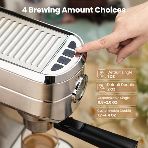 Gevi Espresso Expresso Machine 20 Bar with Auto Milk Frother, Professional Espresso Maker with Steam Wand, Compact Stainless Steel Cappuccino & Latte Machine, Gift for Coffee Lover, Home Baristas