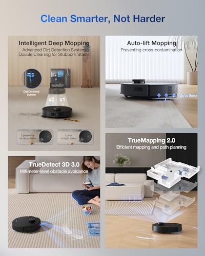 ECOVACS DEEBOT T30S Robot Vacuum and Mop, 11000Pa, ZeroTangle Technology, TruEdge Adaptive Edge Mopping, Hot Water Mop Washing, Self-Emptying, Self Refilling, Auto-Mop Lifting, Obstacle Avoidance