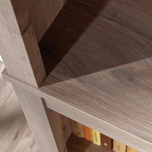 Sauder 5 Tier Book Shelf Wooden Bookcase Multipurpose Bookshelf for Home Office, Living Room, in Chalked Chestnut