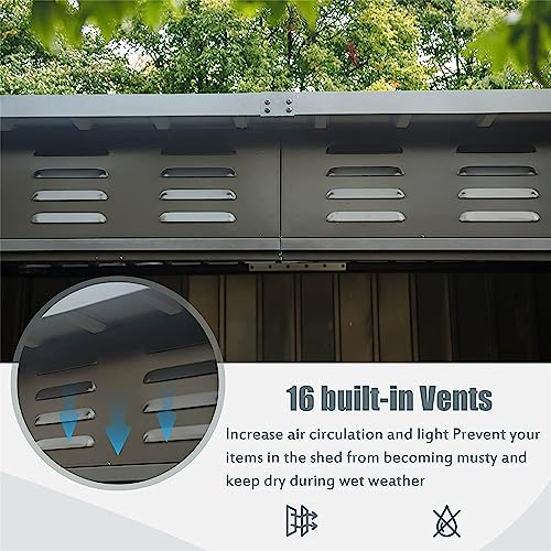 6FTx4FT Metal Storage Shed with Pent Roof,Outdoor Storage Shed with Double Lockable Doors,Waterproof Garden Tool House for Backyard Patio Lawn,6x4FT,White