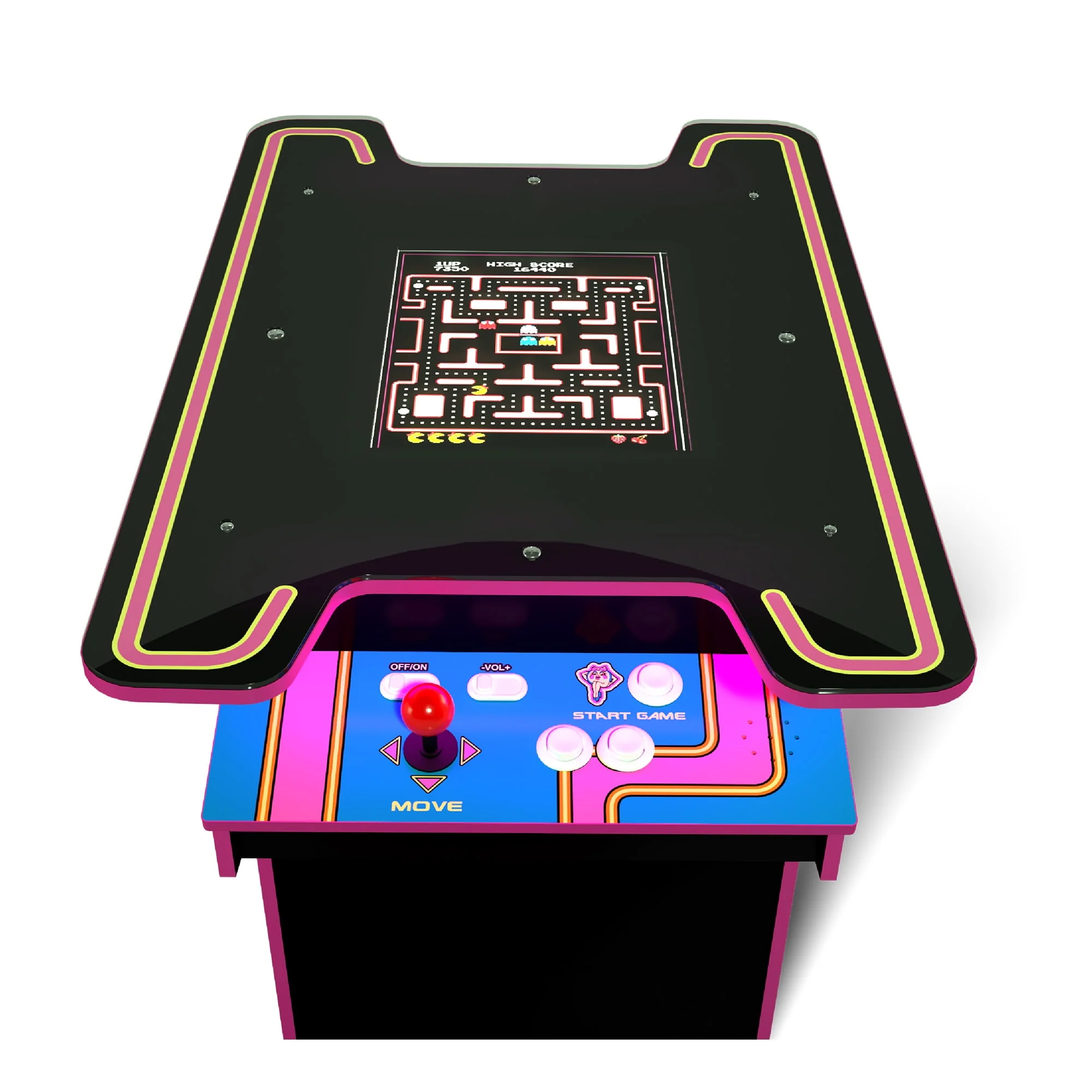 Arcade1UP Ms. PAC-MAN Head-to-Head Arcade Table with 12 Games in 1, Black