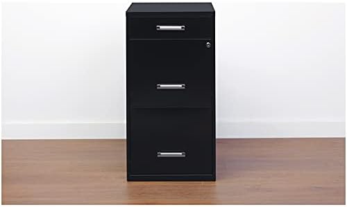 Hirsh Industries 18in. Deep 3 Metal Organizer Pencil Drawer SOHO Vertical File Cabinet, 18", Black