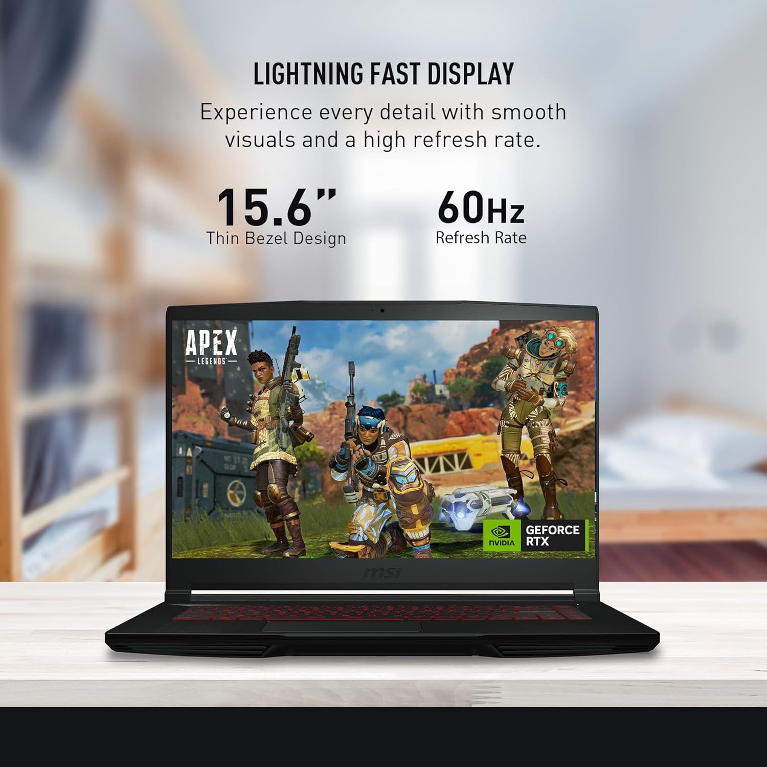 MSI GF63 15.6" Gaming Laptop Intel Core i5-10500H GTX1650 8GB 512GB NVMe SSD Win10 - Black (10SC-838)