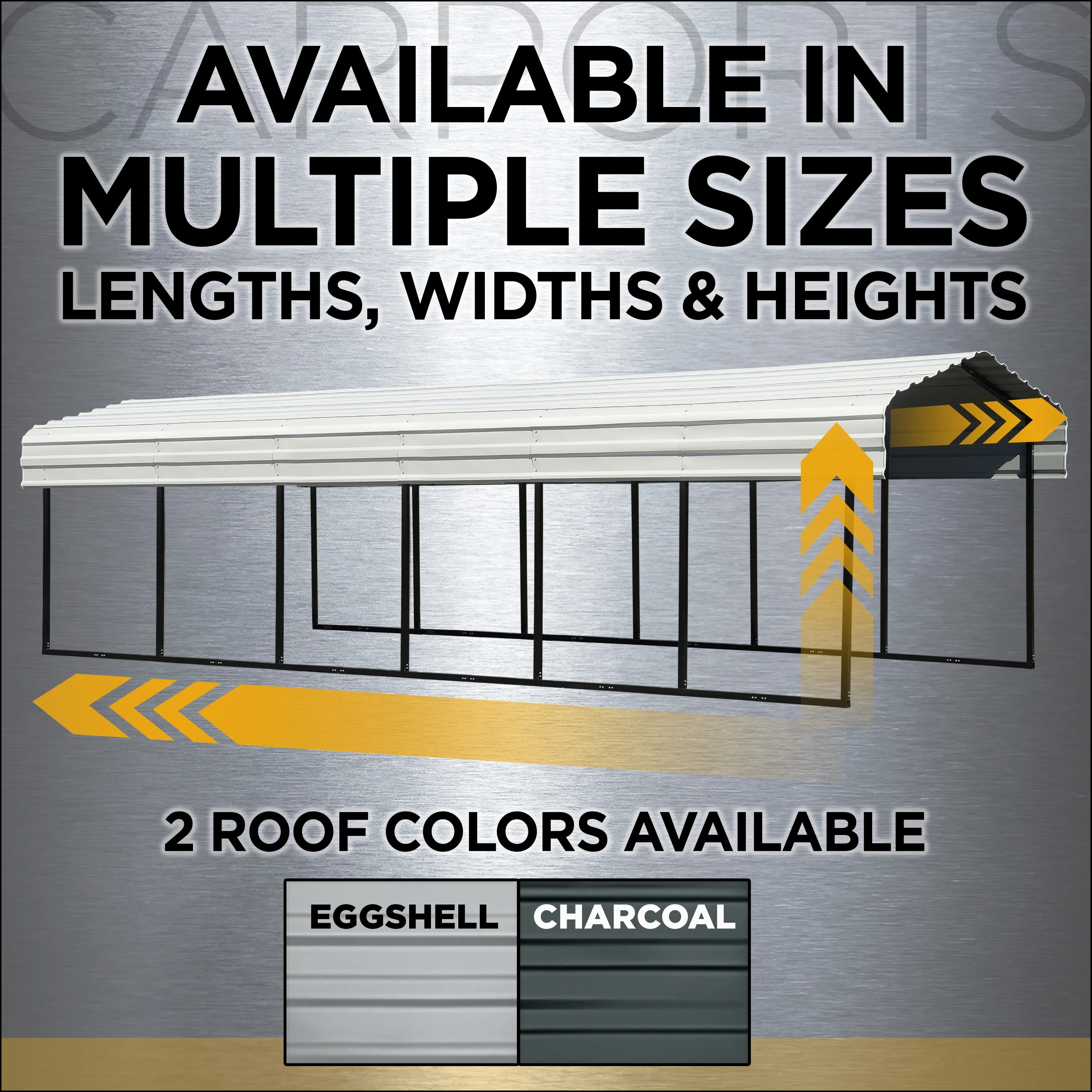 Arrow Carports Galvanized Steel Carport, with 1-Sided Enclosure, Compact Car Metal Carport Kit, 10' x 29' x 9' , Eggshell
