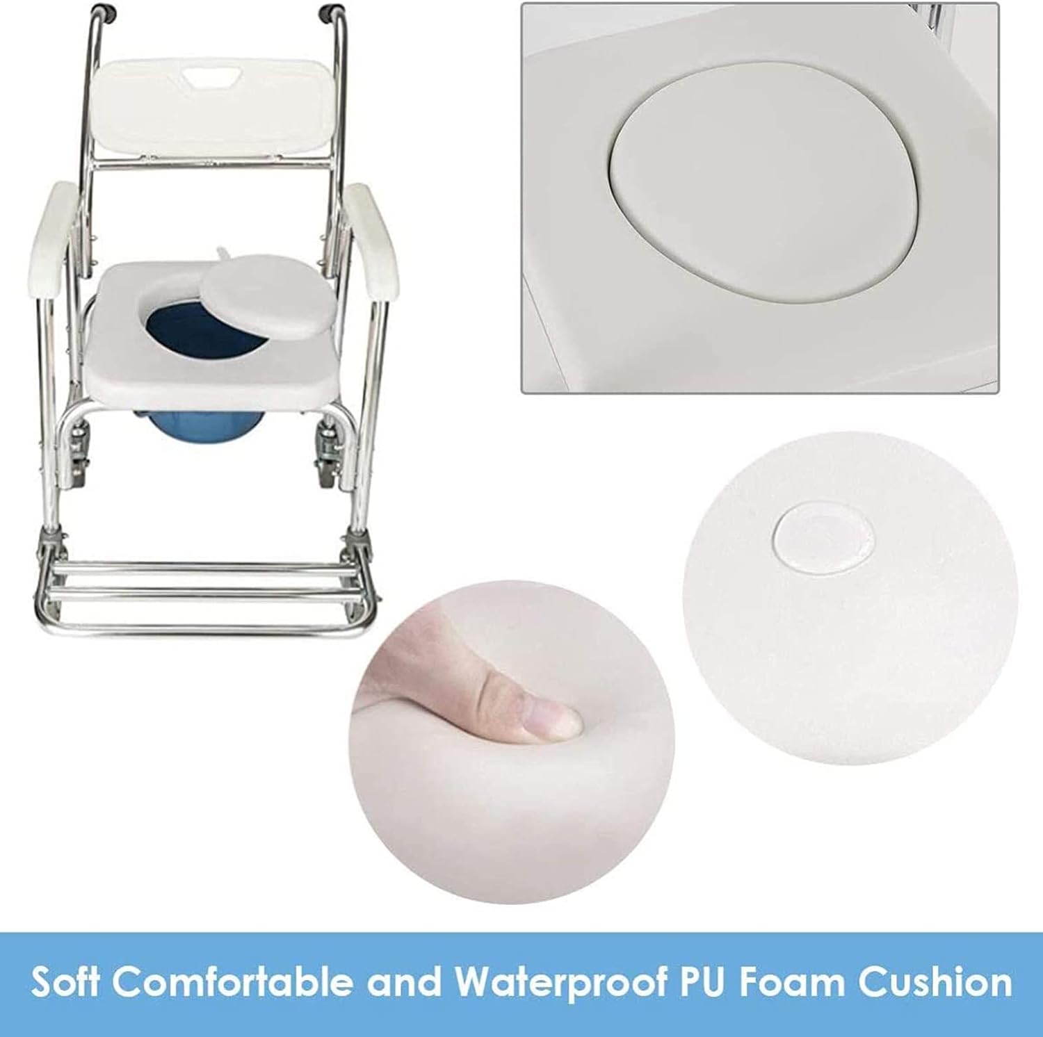 KOHARA 3-in-1 Commode Chair with Arms, Toilet Wheelchair Toilet Wheelchair for Elderly and, Bathroom Shower Chair with Wheels and Built in Toilet Toilet Chair