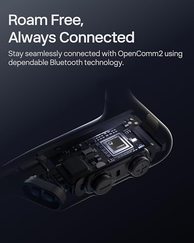 OpenComm2 2025 Upgrade - Open-Ear Bone Conduction Headphones, Wireless Bluetooth Headset with Noise Canceling Mic & Mute Button for Work Calls and Meetings, 16 Hour Talk Time for Mobile & PC - C120