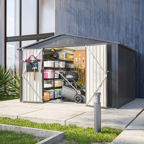 6x4 Ft Outdoor Storage Shed, Heavy-Duty All-Weather Tool Shed with Lockable Doors, Durable Resin Construction for, Patio & Backyard Organization Black