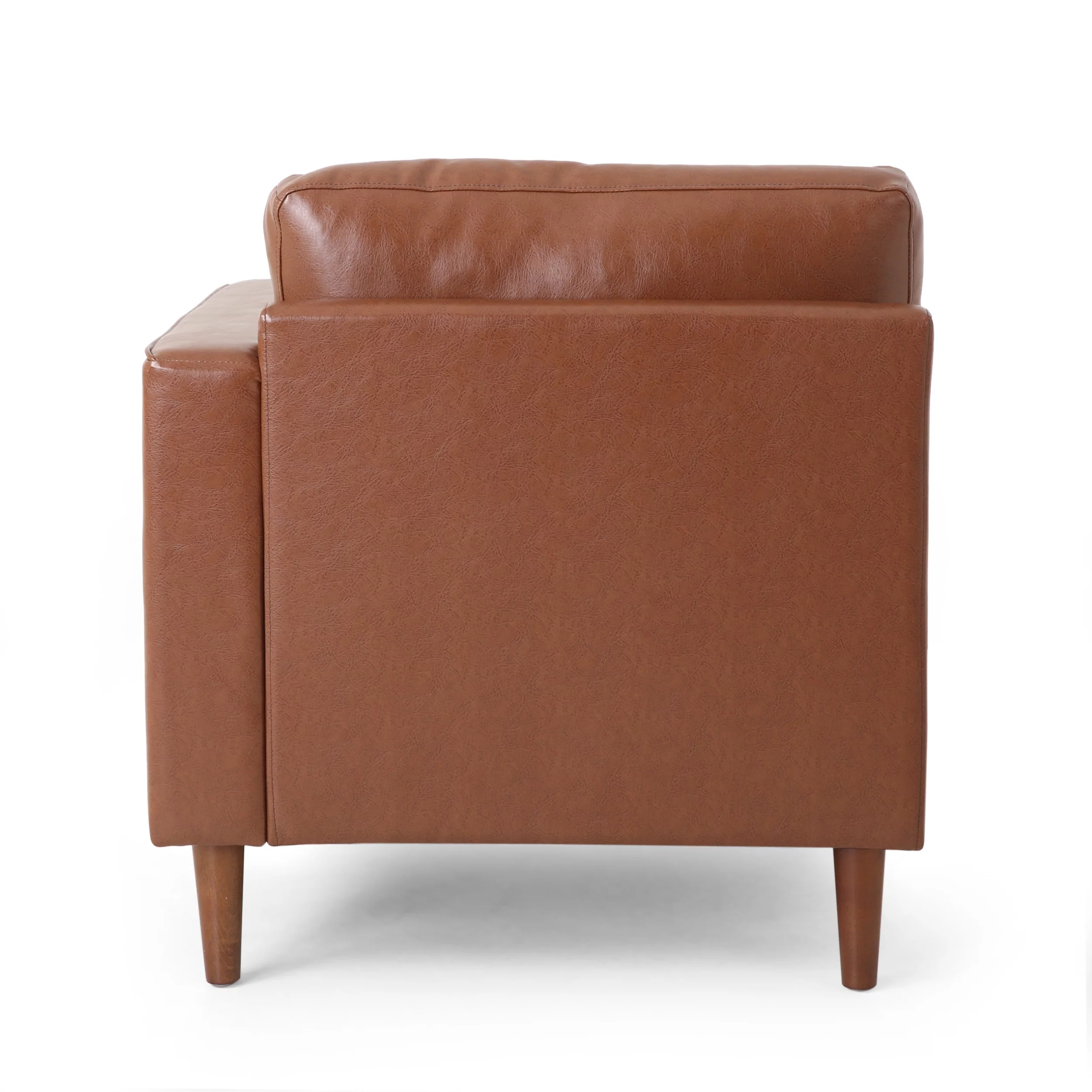 GDF Studio Hixon Contemporary Faux Leather Tufted One Armed Chaise Lounge, Cognac Brown and Espresso