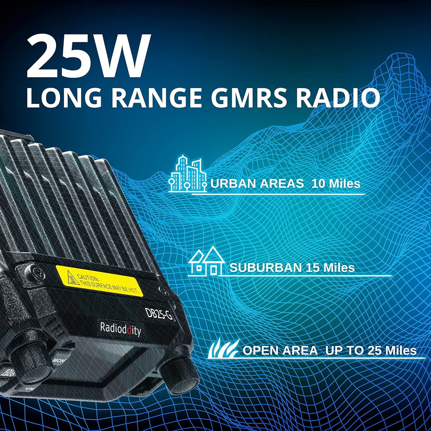 Radioddity DB25-G GMRS Mobile Radio, 25 Watts Two Way Radio Long Range, Quad Watch, GMRS Repeater Capable, with Dual Band Scanning Receiver, for Car Vehicle, Off Road, Overlanding