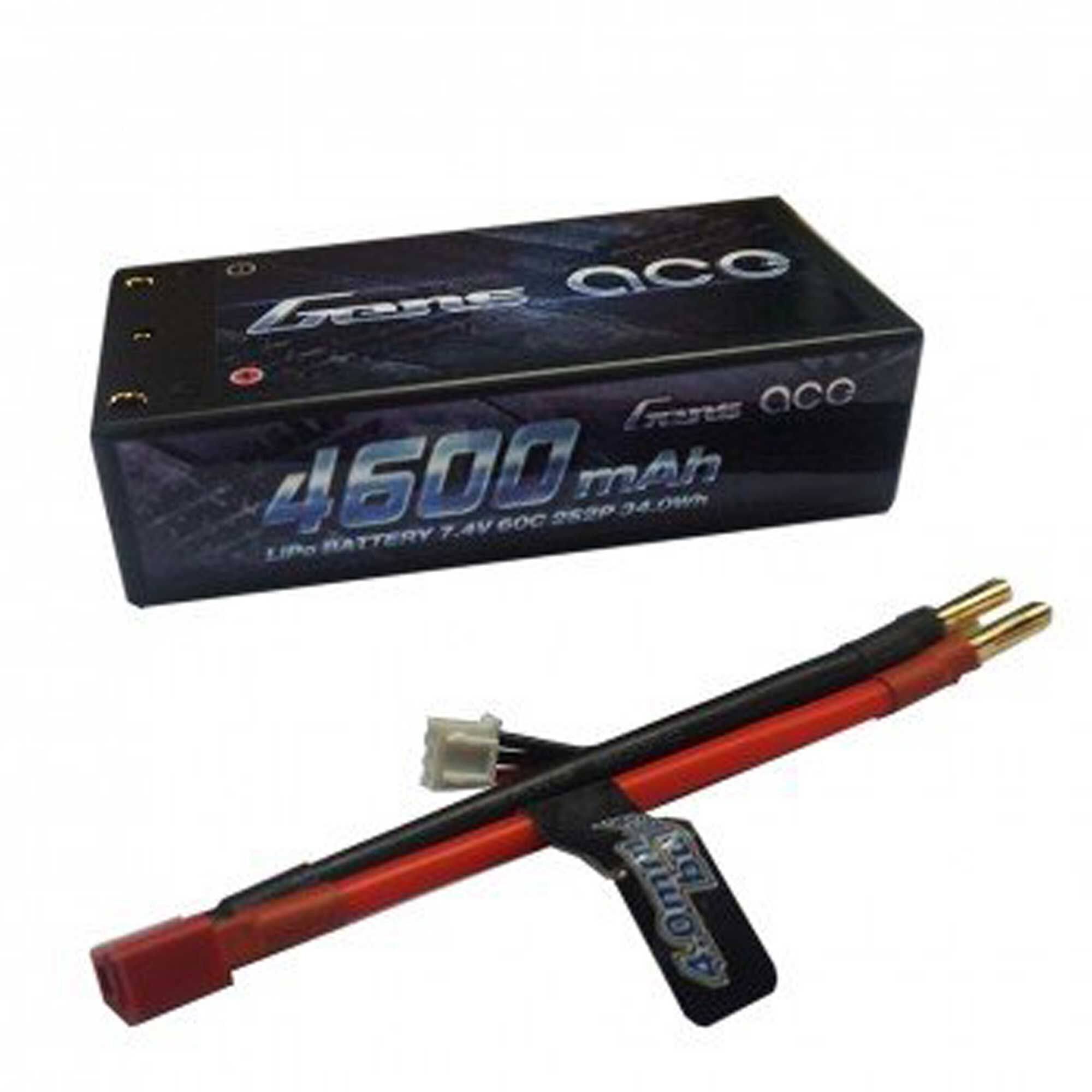 Gens Ace 4600mAh 7.4V 60C 2S2P Hardcase Lipo Battery Shorty Pack