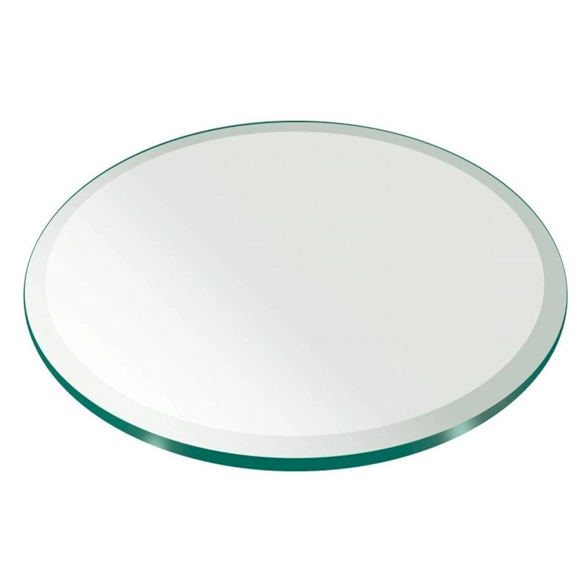 All Safe Glass 22x22 Round Tempered Glass Table Top 1/2x22 Thick Bevel Edge - Clear