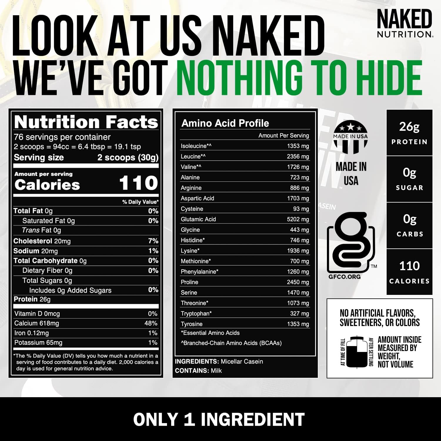NAKED Grass Fed Protein Bundle: 5LB Unflavored Whey and 5LB Unflavored Casein
