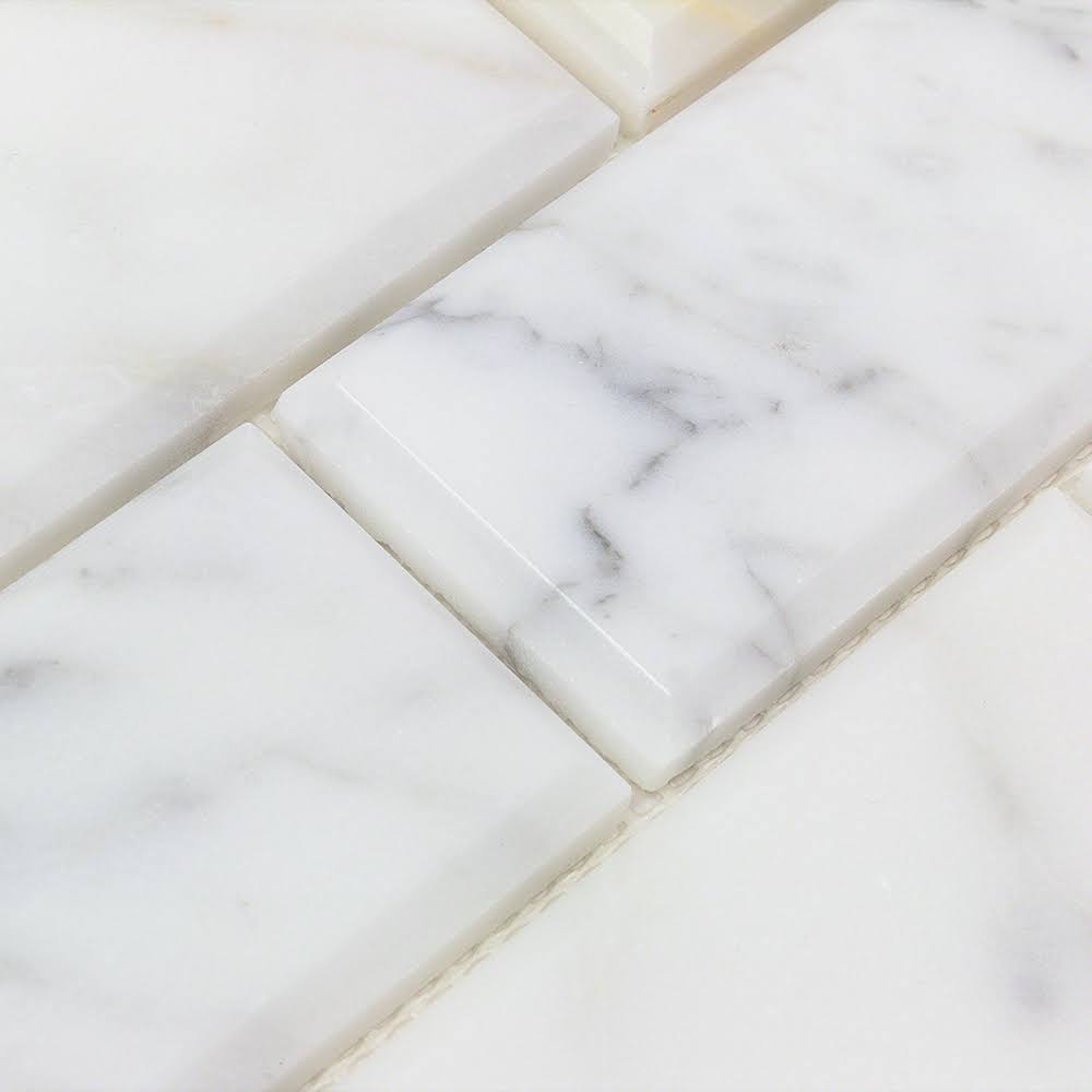 2x22 x 4x22 Beveled Marble Mosaic Tile White/Gray Ivy Hill Tile