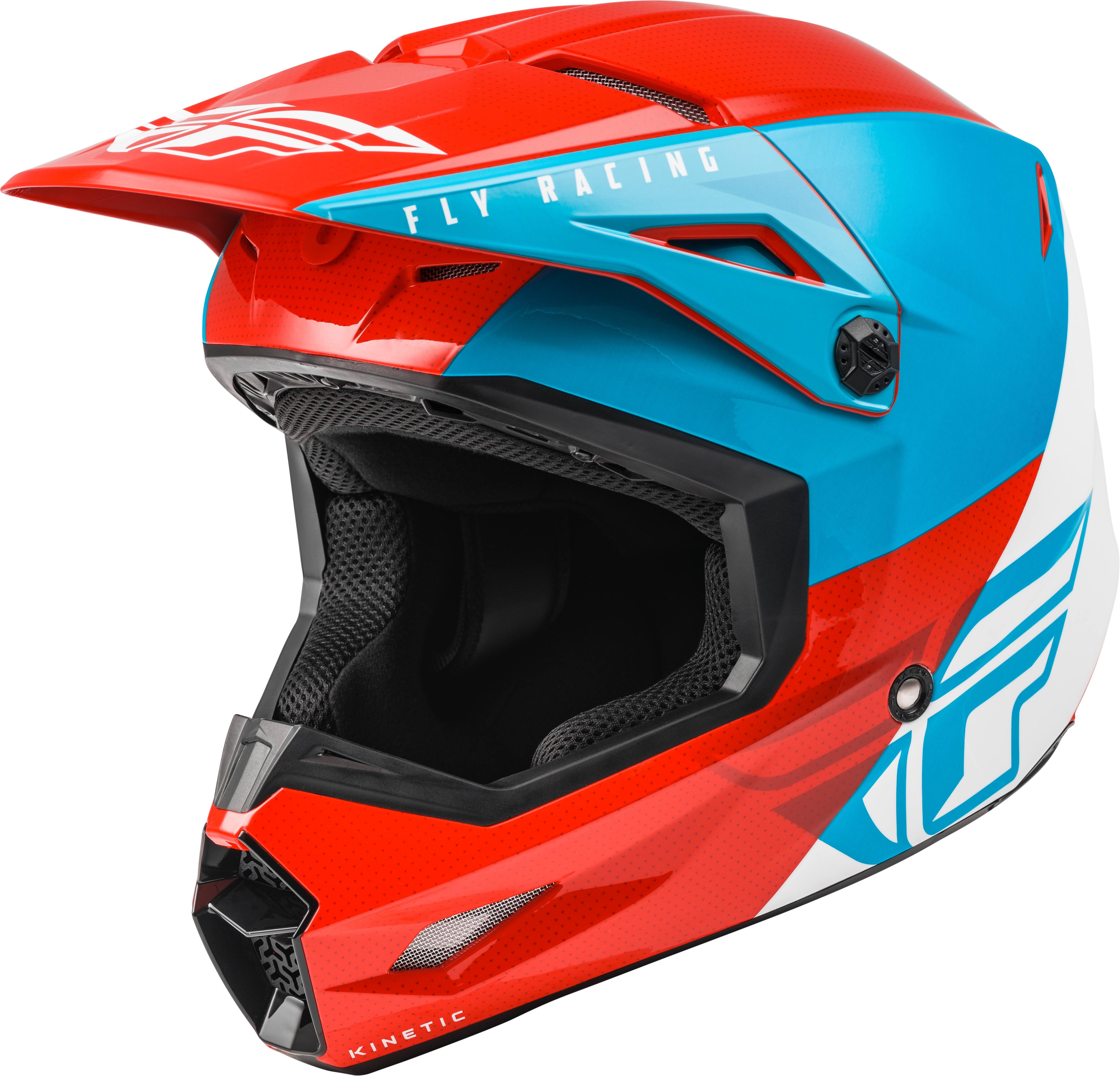 Fly Racing Dirt Youth Kinetic Straight Edge Helmet - Red/White/Blue -