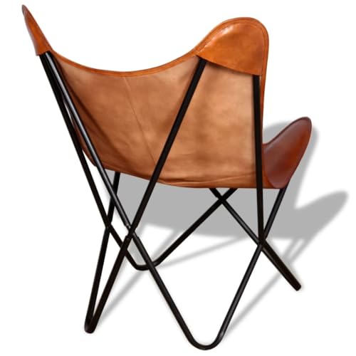 Butterfly Chair Brown Real Leather,Ergonomic Vintage Real Leather Butterfly Chair for Ultimate Comfort and Style Living Room Furniture, Chaise Lounges