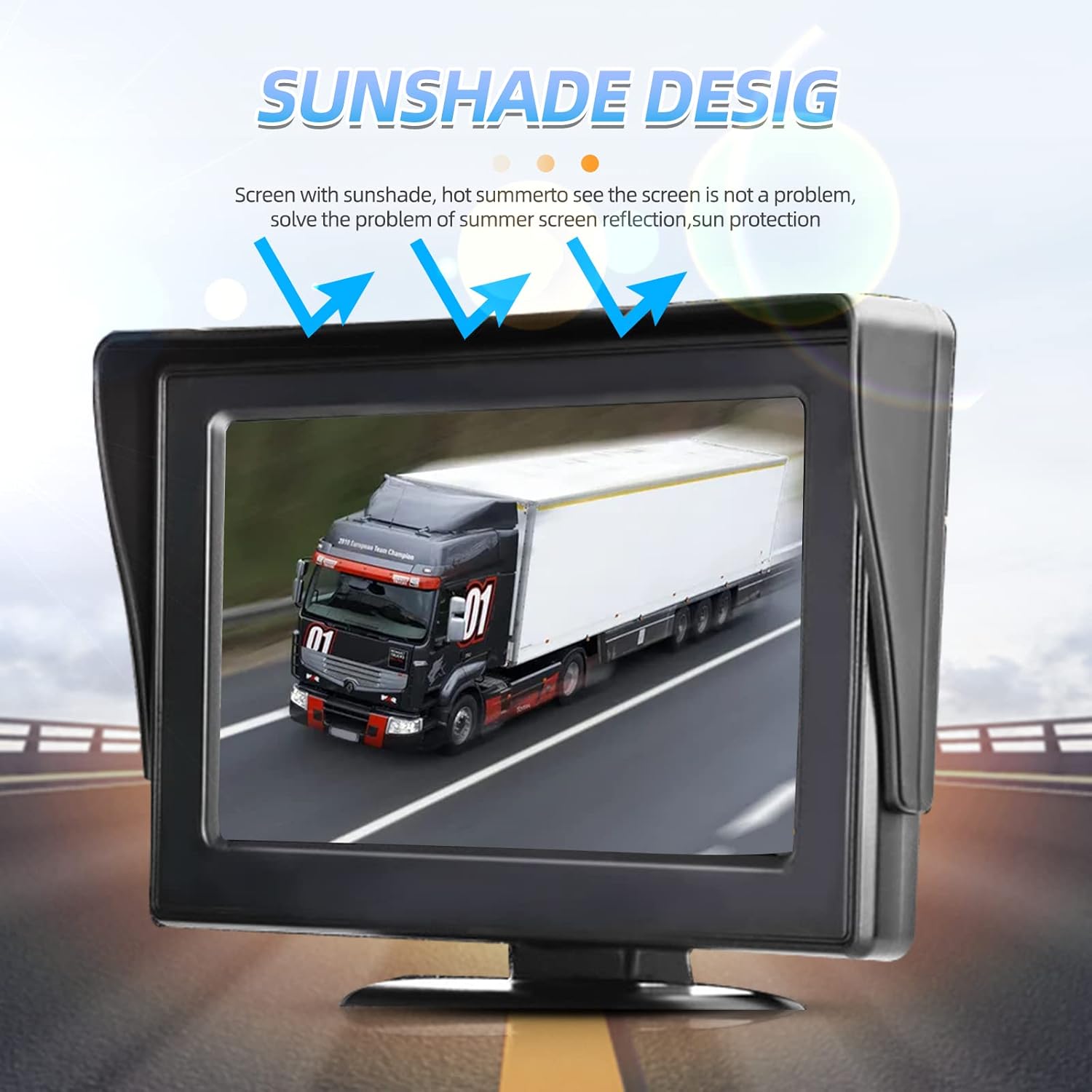 Wireless Backup Camera with Monitor Kit 4.3“ Reverse System HD 1080P Rear View Camera for Trucks, Van, Camping Car, SUV, Pickup, Waterproof Super Night Vision Grid Lines Reversing Automatic Display Pack of 2