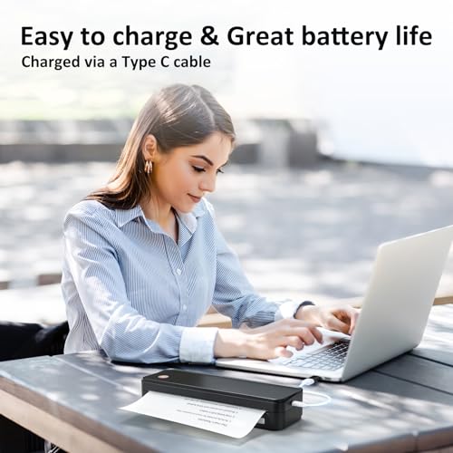 Gloryang Inkless Portable Printer for Travel, Wireless Thermal Printer Supports 8.5 x 11 Inch US Letter Size, includes Carry Case and 3 Rolls of Thermal Paper Kit