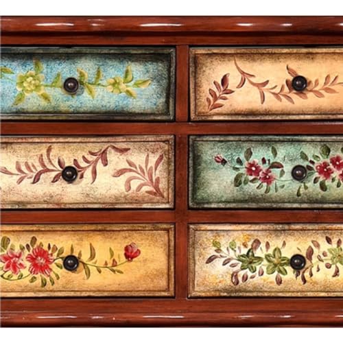 Bufetera Solid Wood Sideboard Rural Entrance Cabinet Living Room Entrance Storage Hand-painted Storage Cabinet