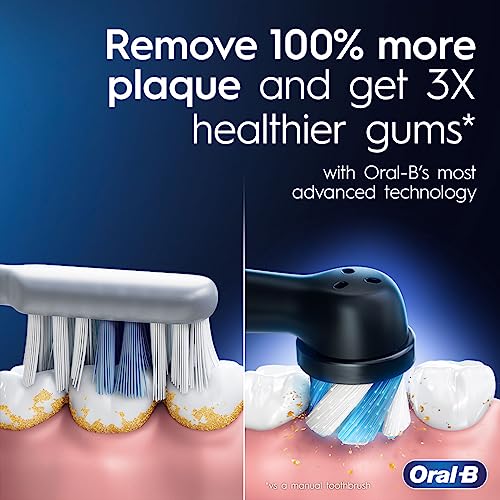 Oral-B iO Series 7 Rechargeable Electric Toothbrush with Visible Pressure Sensor to Protect Gums, 2 Minute Timer, 5 Cleaning Settings, 2 Replacement Toothbrush Heads, and Travel Case, Black