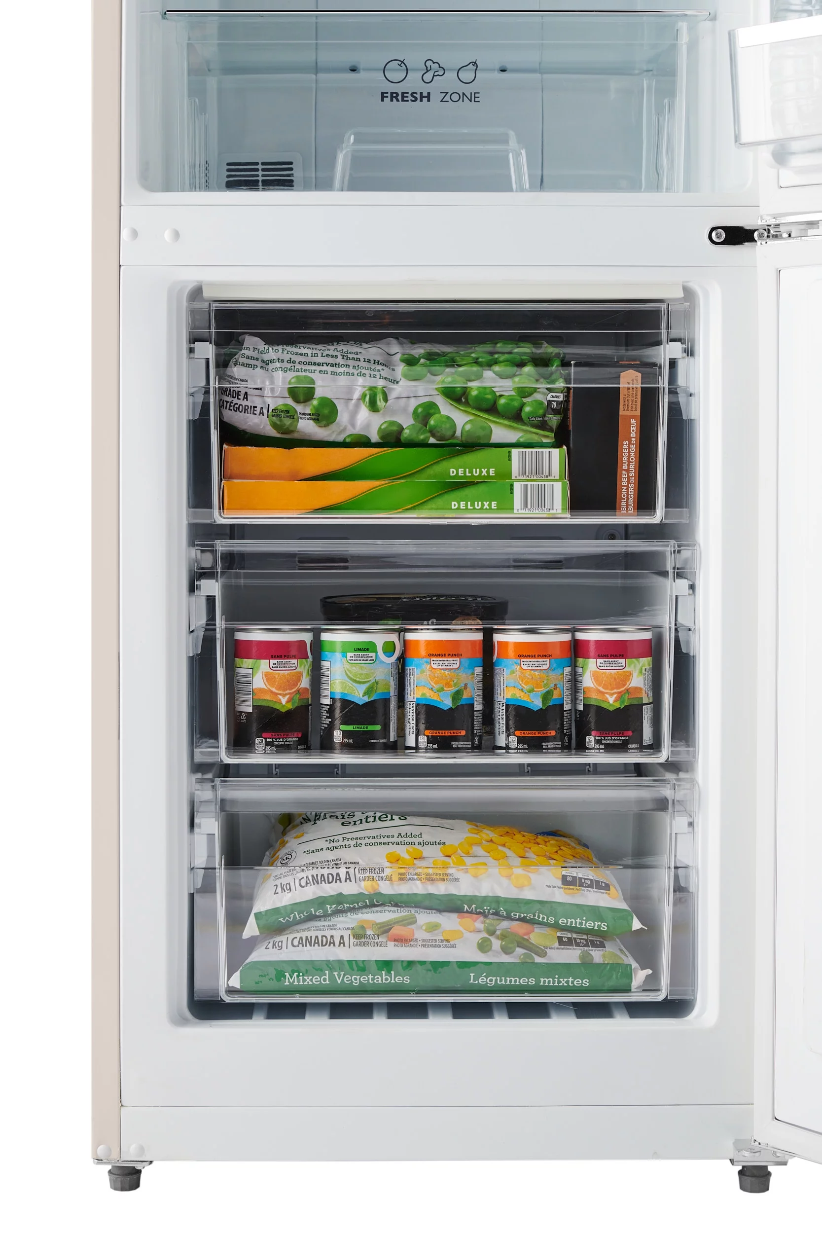 iio 24" 11 Cu Ft Bottom Freezer Retro Refrigerator, Fridge for Bedroom, Multiflow 360°, Small Mini Ice Cube Tray, 1 Fruit container, LED, Dorm RV Office Beverage Quiet Compressor, Cream (Right Hinge)