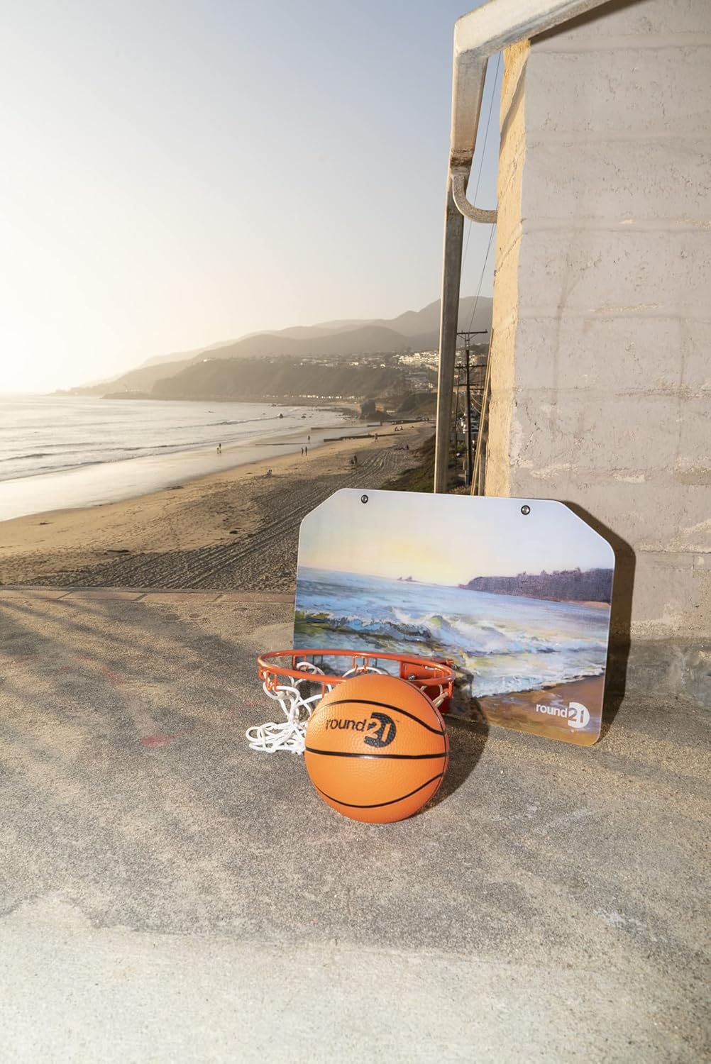 round21 - Ocean View - Over The Door Mini Basketball Hoop with 18" x 11" Polycarbonate Backboard, Flexible Rim and Net, Includes 5" Rubber Ball