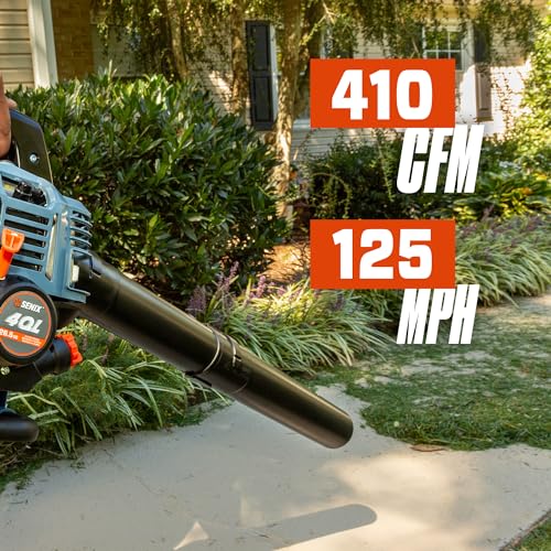 SENIX 4QL 26.5 cc 4-Cycle Handheld Gas Leaf Blower, Up to 410 CFM and 125 MPH, Easy Start, Lightweight, Dual Grip Handle (BL4QL-L)