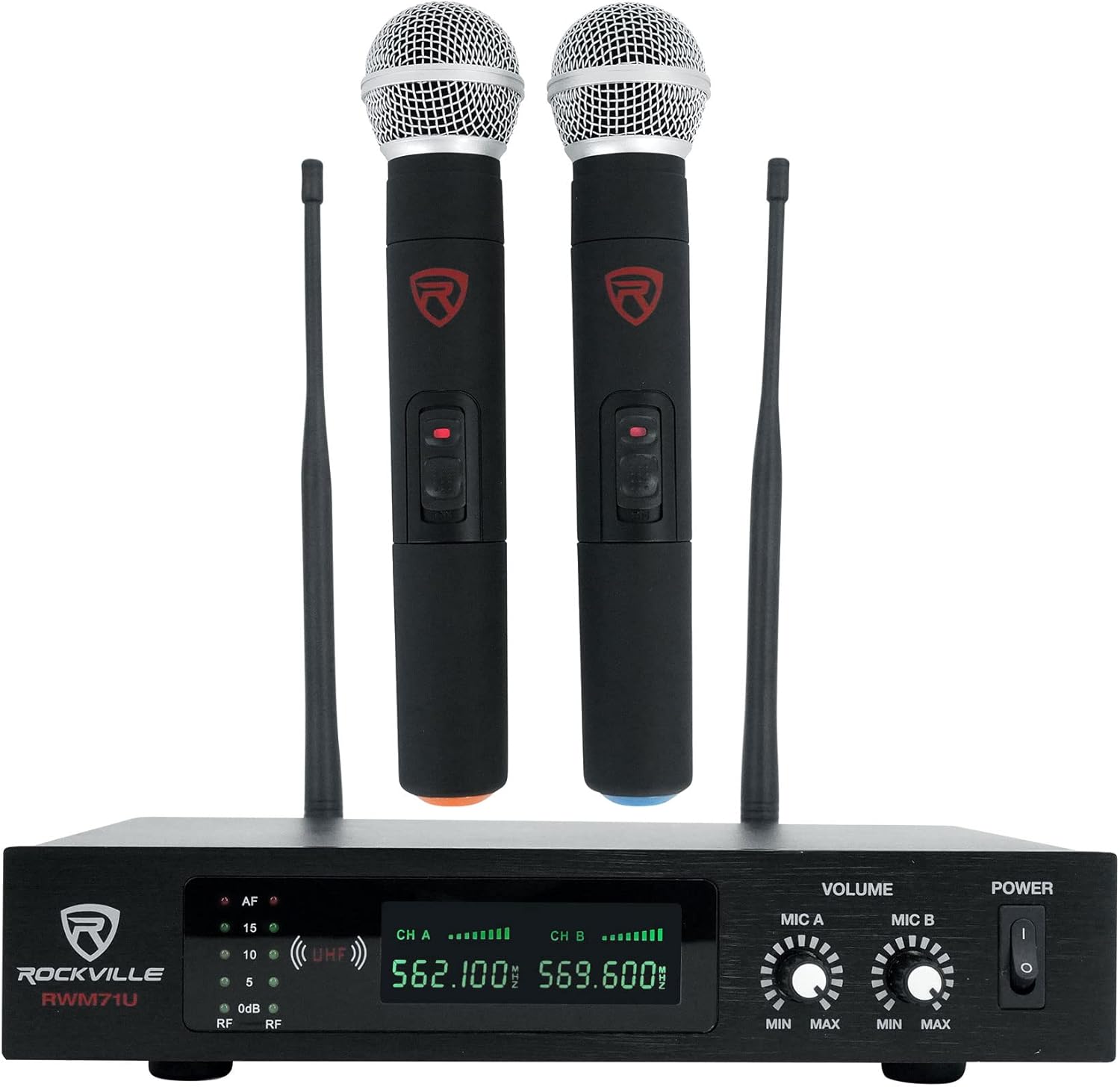 Rockville RWM-4Z Quad Wireless UHF Handheld/Headset Microphone System 20 Channel