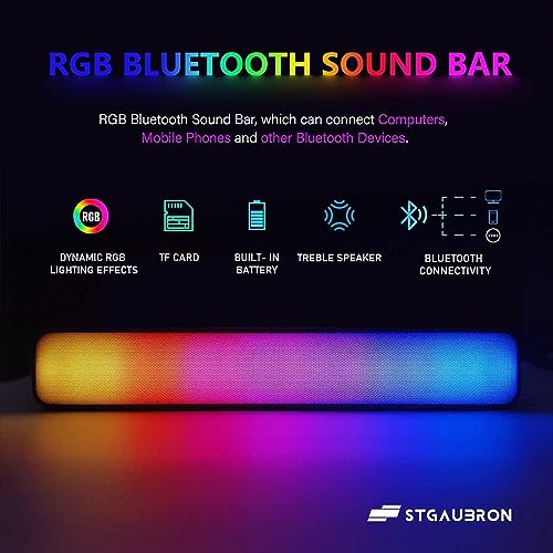 STGAubron Gaming PC Desktop Computer, Intel Core I7 up to 3.9 GHz, Radeon RX 580 8G, 16G RAM, 512G SSD, WiFi, Bluetooth 5.0, RGB Fan x6, RGB BT Sound Bar, Windows 10 Home
