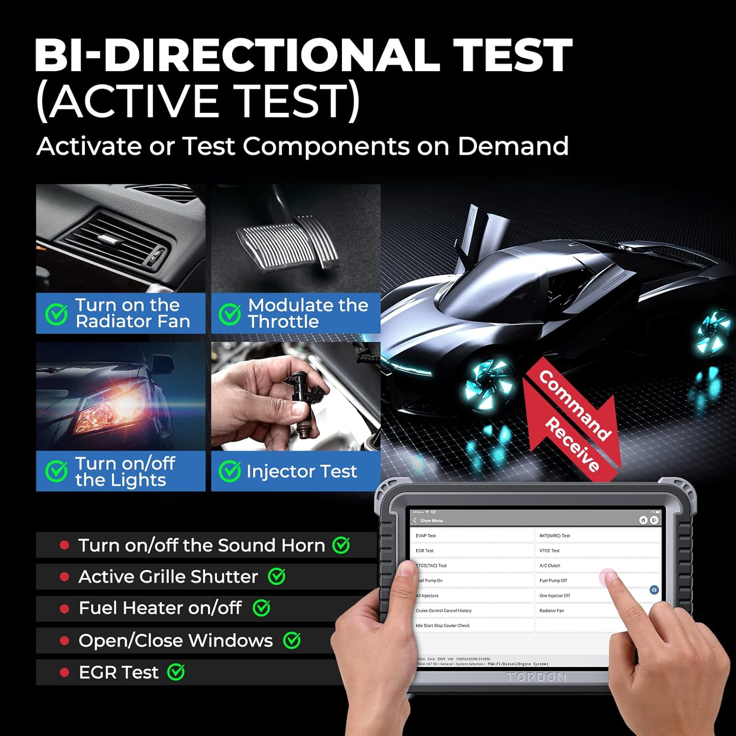 Diagnostic Tool TOPDON Phoenix Plus Bidirectional Scan Tool with 10.1-inch Screen Advanced ECU Coding, Key Matching, All System Scanner, 34 Reset Service, AutoAuth for FCA SGW, 2 Years Free Update