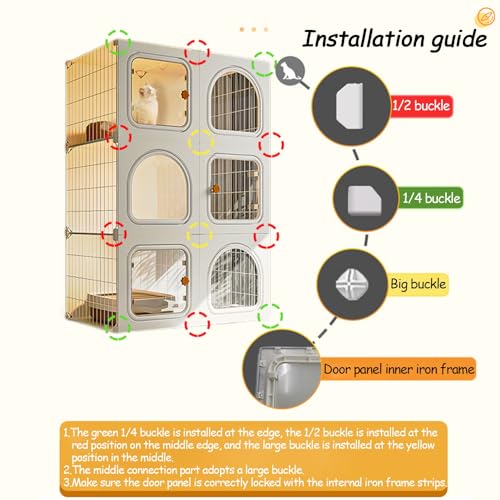 Cat Cage with Cat Litter Box, Large 2/3 Tier Cat Playpen Cat Kennels, Indoor Cat Playpen for Small Animal, Exercise Place Ideal for 1-3 Cat, 49