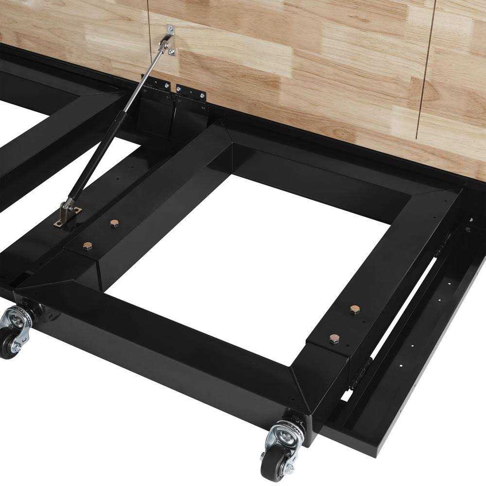 Husky Ready-To-Assemble 6 ft. Folding Adjustable Height Solid Wood Top Workbench in Black