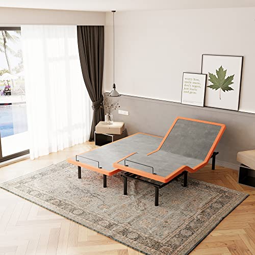 Split King Adjustable Bed Frame with Mattress - 14” Luxury Hybrid Mattress, Smart APP Contorl, Massage, Zero Gravity, Anti-Snore, 5 Minutes Installation, Head and Foot Incline, Medium Soft, Split King