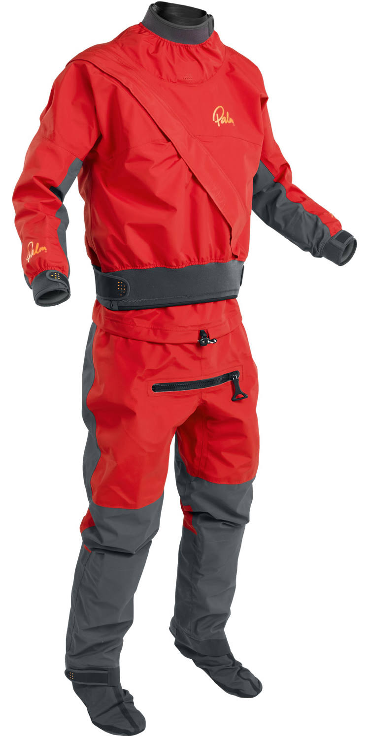 Palm Mens 2021 Cascade Front Zip Kayak Drysuit + Con Zip Flame Red 117