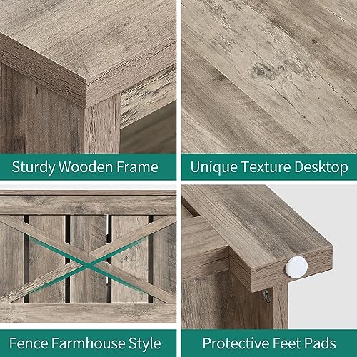 YITAHOME Coffee Table Farmhouse Coffee Table with Storage Rustic Wood Cocktail Table,Square Coffee Table for Living Meeting Room with Half Open Storage Compartment,Brown
