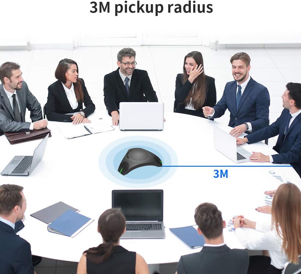 Conference Microphone USB Conference Speaker, Omnidirectional Microphone with Noise Reduction and Echo Cancellation for 8-10 People Business Conference, Home Office,Compatible with Leading Platforms