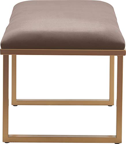 Elle Decor Remi Velvet Bedside Bench, Upholstered Ottoman, Entryway Accent Furniture, Easy Assembly, Dark Grey
